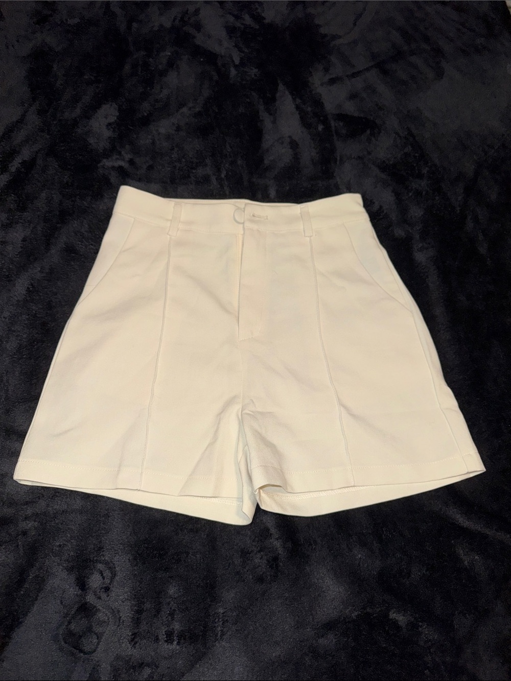 Women's High-Waist Cream Shorts